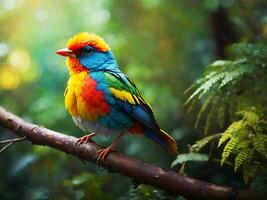 Beautiful bird on tree branch photo