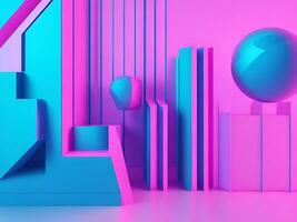 3d render, abstract ultraviolet background, pink violet neon cube perspective view, simple square geometric shape, cubic cage stand inside the dark empty, Generative AI photo