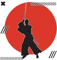 Vector silhouette samurai Japanese illustration