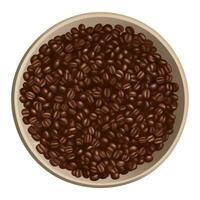 Coffee Beans on Bowl Top View Isolated Hand Drawn Painting Illustration vector