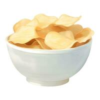 Potato Chips in a White Bowl Detailed Hand Drawn Painting Illustration vector