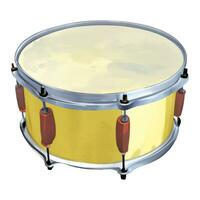 Yellow Snare Drum Isolated Hand Drawn Painting Illustration vector