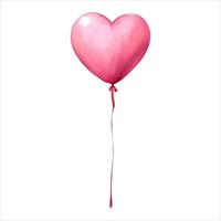 Pink Heart Shaped Balloon Isolated Detailed Hand Drawn Painting Illustration vector