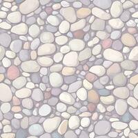 Minimalist Pebble Stones or Cobblestones Seamless Texture Pattern Hand Drawn Painting Illustration with Pastel Color Palette vector