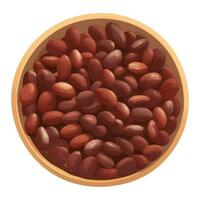 Cocoa Beans on Wooden Bowl Top View Isolated Hand Drawn Painting Illustration vector