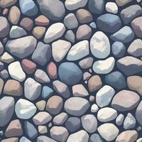 Pebble Stones or Cobblestones Seamless Texture Pattern Detailed Hand Drawn Painting Illustration with Pastel Color Palette vector