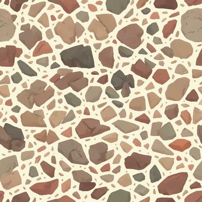 Minimalist Pebble Stones or Cobblestones Seamless Texture Pattern Hand Drawn Painting Illustration with Pastel Color Palette