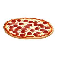 Pepperoni Cheese Pizza Isolated Detailed Hand Drawn Painting Illustration vector