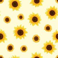 Sunflowers Seamless Pattern Beautiful Hand Drawn Vector Illustration