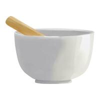 White Ceramic Mortar and Wooden Pestle Isolated Hand Drawn Painting Illustration vector