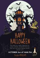 Halloween poster, party invitation, template, flyer. vector