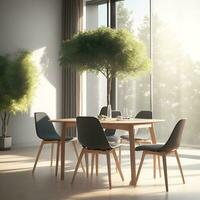 Bright and Airy Dining Room with Plants photo