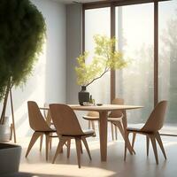 Bright and Airy Dining Room with Plants photo