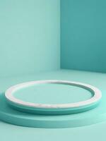 Empty round marble podium with turquoise background photo