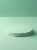 Turquoise granite round pedestal podium with turquoise background, Mockup product display photo