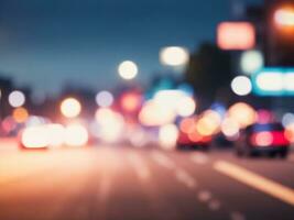 Abstract blurred city on road background bokeh, Night bokeh background photo