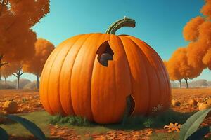 A Large Size of Pumpkin in nature sense futuristic background photo