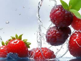 Berries with water splash background HD wallpaper photo