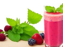A portion of fresh fruit smoothie with mint photo