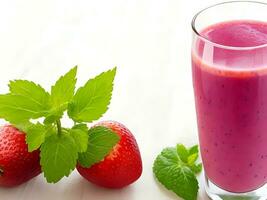 A portion of fresh fruit smoothie with mint photo