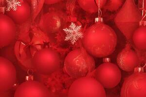 Red Ornamental 3D Balls Christmas Background Ai Generated photo