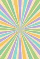 Retro background of sunbeams. Groove poster radial color rays explosion. Vector backdrop