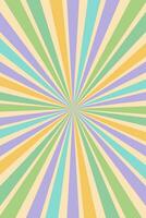 Retro background of sunbeams. Groove poster radial color rays explosion. Vector backdrop