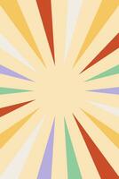 Retro background of sunbeams. Groove poster radial color rays explosion. Vector backdrop