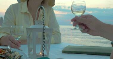 Smiling Woman Listening a Toast and Drinking Wine video