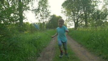 Boy Running with Scoop-Net video