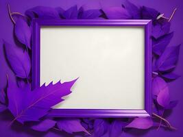 Purple Blank Frame for text with leaf Surrounding photo