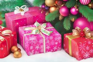 Colorful Christmas gifts box new year surprise photo