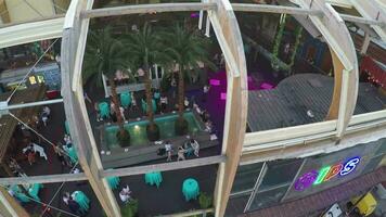 Gipsy bar with open veranda in Moscow, aerial view video