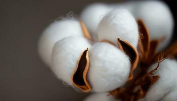 White fluffy cotton flower close up. Delicate light beauty natural organic fiber, raw materials for making fabric. photo