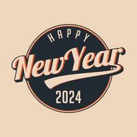 contento nuevo año 2024 creativo retro estilo modelo vector