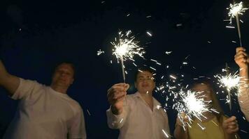 Bright holiday with firework sparklers video