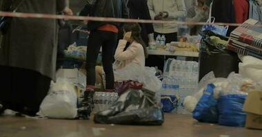 Donated Stuff at Charity Collecting Point in Copenhagen Railroad Station video