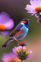 Cute Bird Flying in the Spring Stock Photos and Beautiful Sparrow and Robin for Wallpaper Ai Generated pic