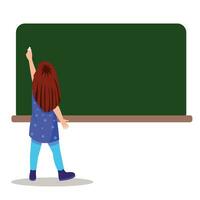 a girl Writing on the Blackboard vector