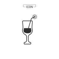 wine glass with water and Line and fill vector