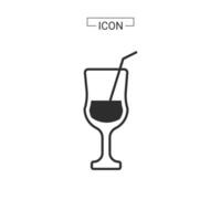 wine glass with water and Line and fill vector