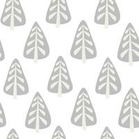 Seamless pattern with abstract trees in winter. Christmas trees in the forest in Scandinavian style. Simple vector graphics.