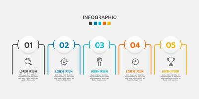 5 5 pasos infografía negocio proyecto diseño modelo. negocio presentación. vector ilustración.