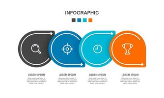 4 process Infographic pin arrows design template. Business presentation. Vector illustration.