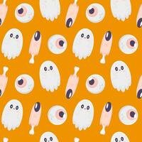 Happy halloween seamless pattern with ghost and finger vector