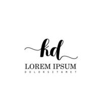 KD Initial Handwriting Template Design vector