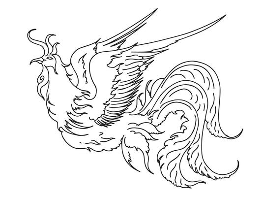 Design Phoenix Bird Outline Illustration