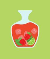 Flat Strawberry Cocktail Mojito Drink and Beverage Vector Illustration for Summer and Party