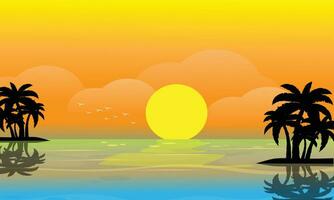natural beach and sunset vector