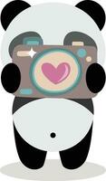 Cute panda with a camera vector